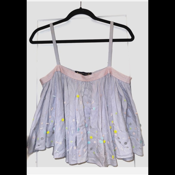 Anthropologie Pankaj & Nidhi Ayana Sequin Swing Top Shirt Tank Blue Size M - Picture 2 of 6